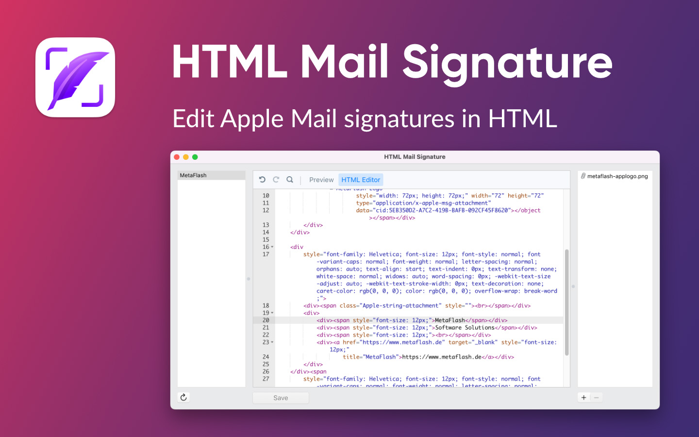  HTML Mail Signature available in the Mac App Store